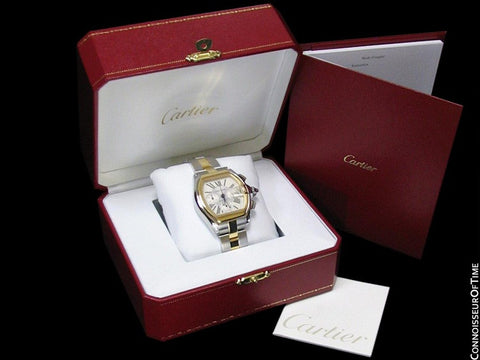 Cartier Roadster Mens Two-Tone XL Chronograph, W62027Z1 - Stainless Steel & 18K Gold