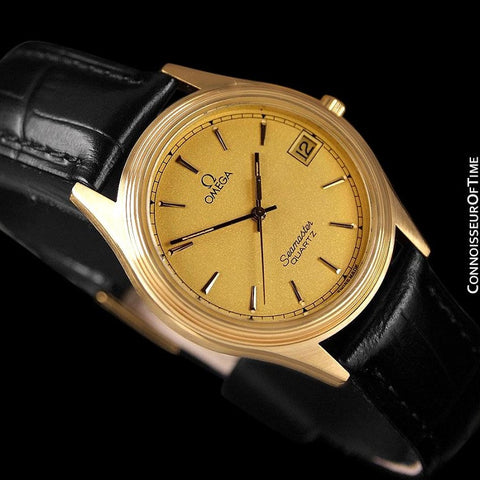 1982 Omega Seamaster Cherbourg Classic Vintage Mens Accuset Watch - 18K Gold Plated & Stainless Steel