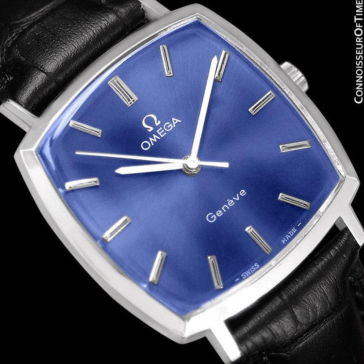 1971 Omega Geneve Vintage Mens Handwound Blue Dial Watch