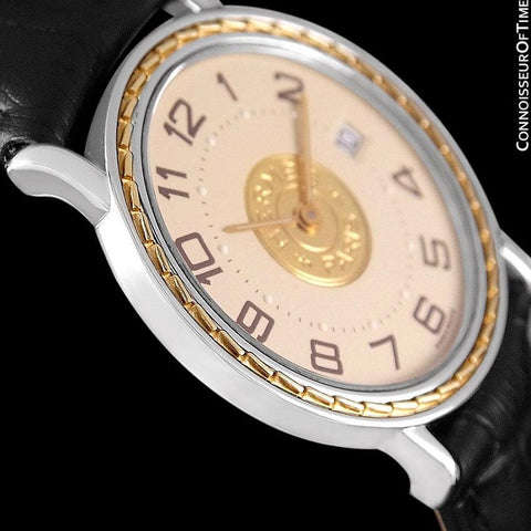 Hermes Sellier Mens Midsize Unisex Watch - Stainless Steel & 18K Gold
