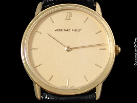 Audemars Piguet Round Midsize Mens Dress Watch - 18K Gold with AP Band & Buckle