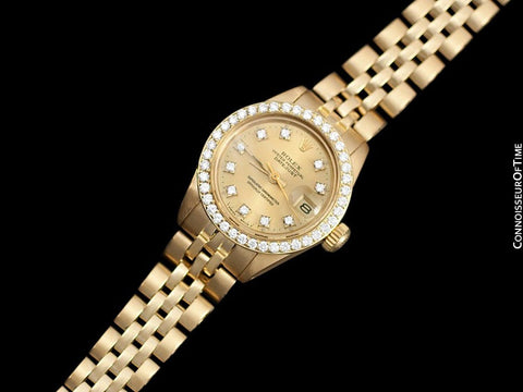 Rolex Ladies Datejust (President) Watch with Champagne Dial - 18K Gold & Diamonds