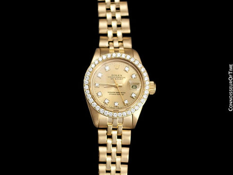 Rolex Ladies Datejust (President) Watch with Champagne Dial - 18K Gold & Diamonds