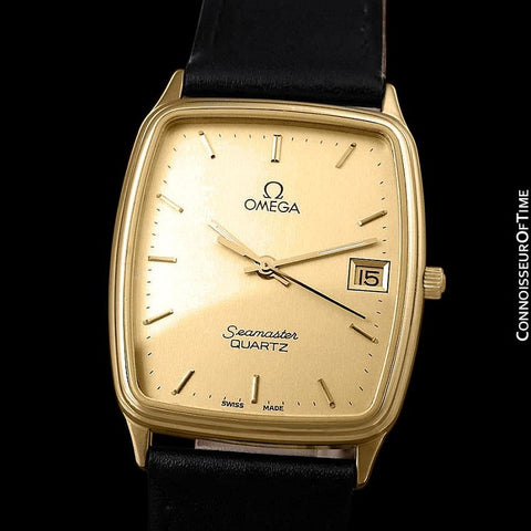 1980's Omega Seamaster Vintage Mens Midsize Quartz Watch - 18K Gold Plated & Stainless Steel