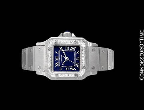 Cartier Santos Ladies Automatic Watch with Date - Stainless Steel & Diamonds
