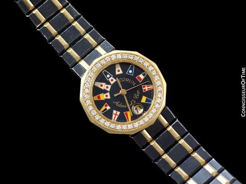 Corum Admirals Cup Ladies Nautical Watch - 18K Gold & Ceramic with Original Corum Diamonds