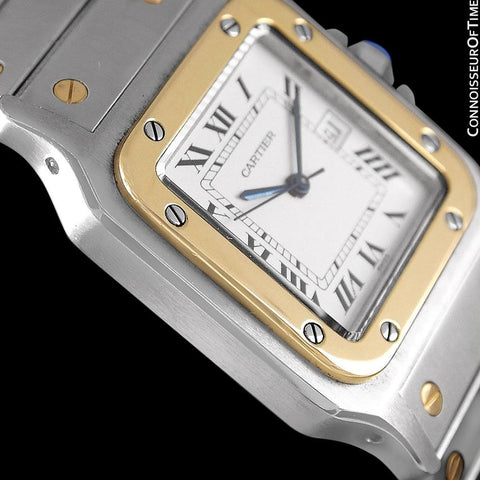 Cartier Mens Santos 2-Tone Automatic Watch - Stainless Steel and 18K Gold