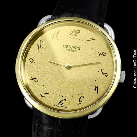 Hermes Midsize Arceau Mens Midsize Unisex Watch - 18K Gold Plated & Stainless Steel