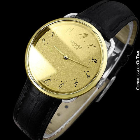 Hermes Midsize Arceau Mens Midsize Unisex Watch - 18K Gold Plated & Stainless Steel