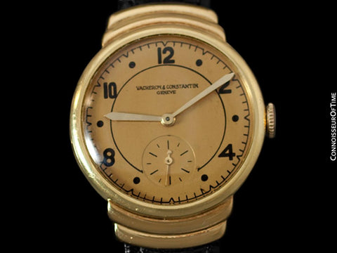 1930's Vacheron & Constantin Vintage Mens Midsize Art Deco Watch, 18K Gold - Hooded Lugs