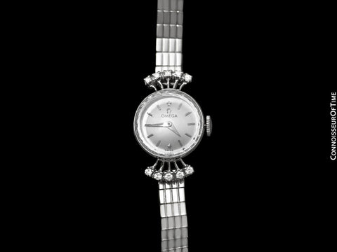 1956 Omega Vintage Ladies Cocktail Dress Watch - 14K White Gold & Diamonds
