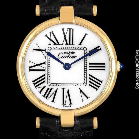 Must De Cartier Vendome  Mens Midsize Unisex Vermeil Watch - 18K Gold Over Sterling Silver