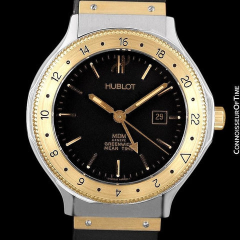 Hublot MDM Two-Tone Midsize Mens GMT Watch - Stainless Steel & 18K Gold