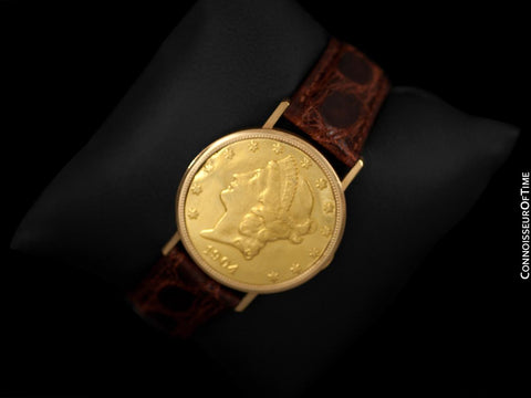 1960's Ulysse Nardin Vintage 1904 $20 Gold Double Eagle Coin Watch - 18K Gold