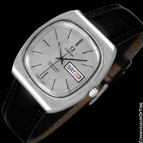c. 1983 Omega Seamaster Vintage Mens TV Watch, Automatic, Day Date - Stainless Steel