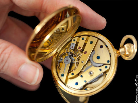 c. 1870 Patek Philippe Antique Mens Midsize 42.5mm Hunter Case Pocket Watch - 18K Gold