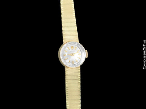 1970's Rolex Vintage Ladies Bracelet Dress Watch - 14K Gold