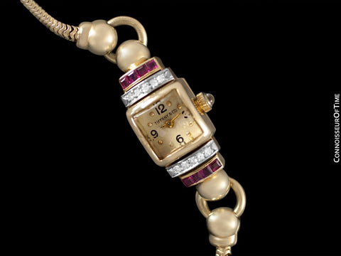 1940's Tiffany & Co. Ladies Vintage Watch - 14K Gold with Diamonds & Rubies