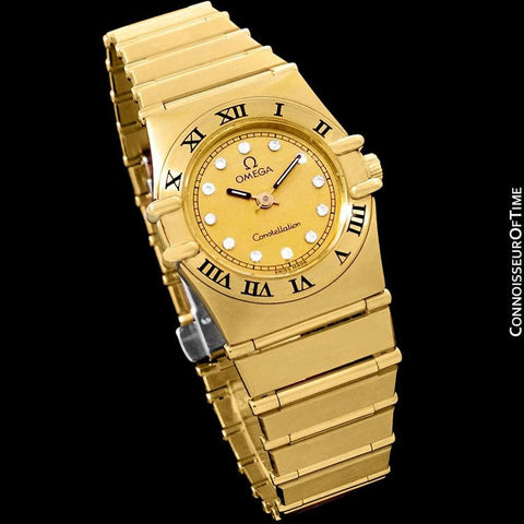 Omega Ladies Constellation Mini 22mm Watch - 18K Gold Plated with Diamonds