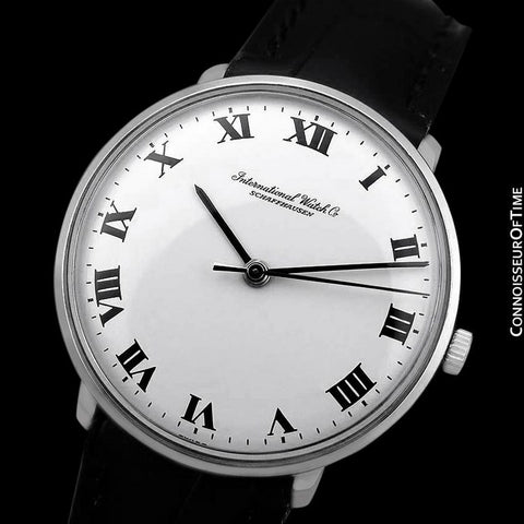 1973 IWC Vintage Mens Dress Watch with White Roman Dial, Caliber 403 - Stainless Steel