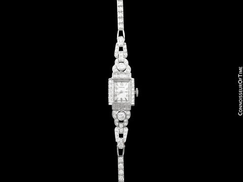 1950's Vintage Ladies Watch with Omega Movement - Platinum and 4 Carats of Diamonds