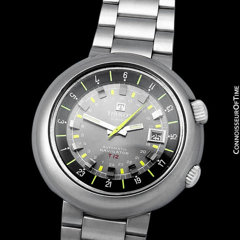 1971 Tissot T12 Navigator Classic Mens Extra Large Retro Compressor Divers GMT Watch - Stainless Steel