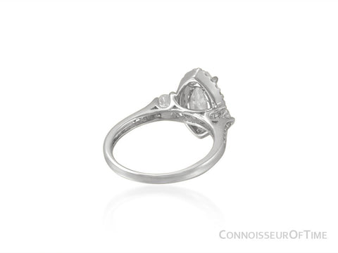 18K White Gold & Diamond Halo Engagement Wedding Ring, 1 CT Marquis Diamond, 1.44 TDW