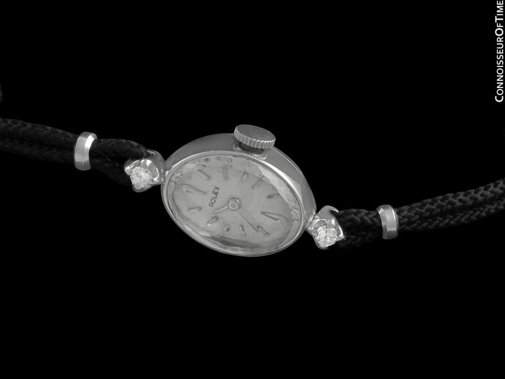 1960's Rolex Ladies Dress Watch, Silver Dial - 14K White Gold & Diamon - Connoisseur of Time 1960's Rolex Ladies Dress Watch, Silver Dial - 14K White Gold & Diamon - Connoisseur of Time