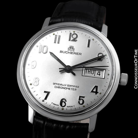 1960's Bucherer Vintage Mens Officially Certified Chronometer Watch - Stainless Steel