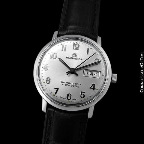1960's Bucherer Vintage Mens Officially Certified Chronometer Watch - Stainless Steel