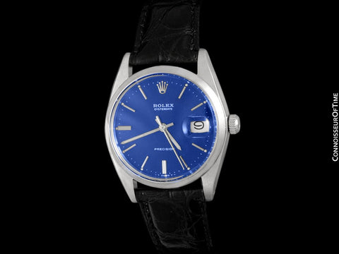 1964 Rolex Vintage Mens Oysterdate Date Watch, Navy Blue Dial - Stainless Steel