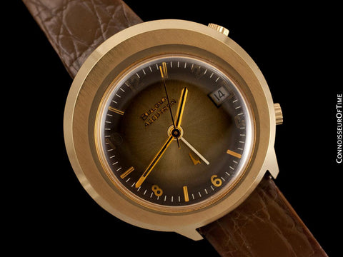 1973 Bulova Accutron Astronaut Mark II Retro Mens GMT Watch, 10K Gold-Filled - Like New-Old-Stock