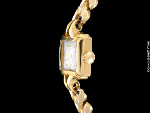 1953 Rolex Precision Vintage Pre-Cellini Ladies Watch, Ref. 8542 - 18K Gold with Rare Box & Tag