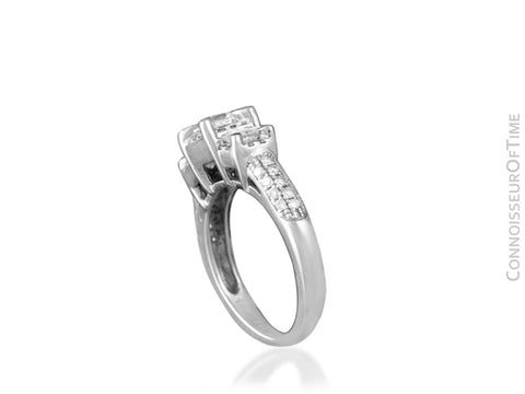 14K White Gold & Diamond 3-Stone 1 Carat Engagement Wedding Ring