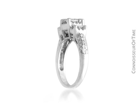 14K White Gold & Diamond 3-Stone 1 Carat Engagement Wedding Ring