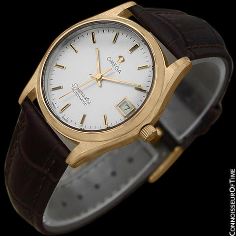 1970's Omega Seamaster Vintage Mens Watch with Quick-Setting Date - 18K Gold Plated & Stainless Steel