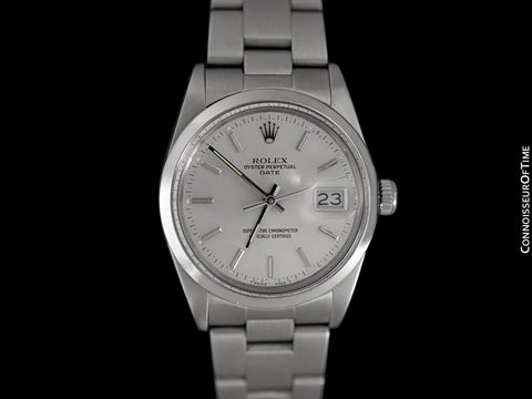 Rolex Date (Datejust) Mens Quick-Setting Watch with Silver Dial - Stainless Steel