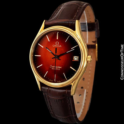 1982 Omega Seamaster Classic Accuset Vintage Mens Quartz Watch - 18K Gold Plated & Stainless Steel