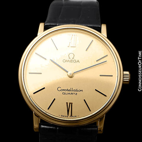 1979 Omega Constellation Mens Vintage Quartz Accuset Watch - 18K Gold Plated & Stainless Steel