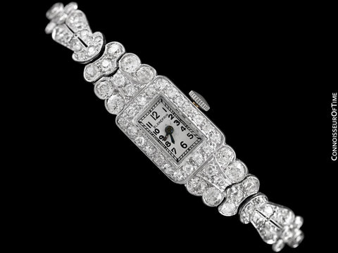 1930's Blancpain Vintage Ladies Cocktail Watch - Platinum with 6 Carats of Diamonds