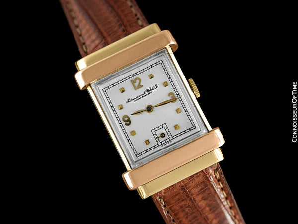 1942/1947 IWC Vintage Art Deco Mens Top Hat Wristwatch - 14K Yellow & Rose Gold