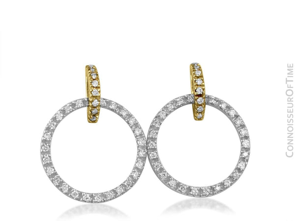 14K White Gold & Yellow Gold Two-Tone Diamond Hoop Earrings, .75 Carats Total