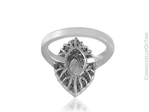 18K White Gold & Diamond Halo Engagement Wedding Ring, .87 CT Marquise Diamond, 1.68 TDW