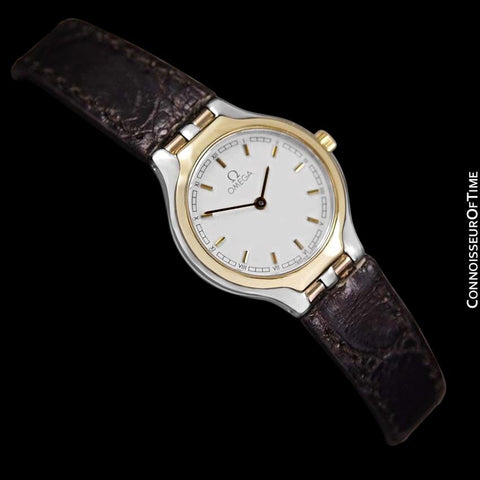 Omega Symbol Ladies Two-Tone Dress Watch - Stainless Steel & Solid 18K Gold