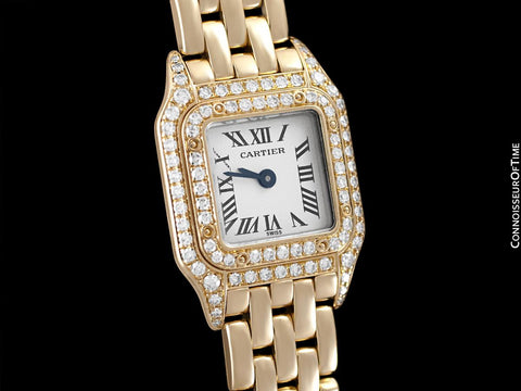 Cartier Panthere Mini (Panther) Special Edition Ladies Watch - 18K Gold & Cartier Factory Set Diamonds
