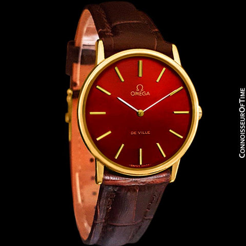 1978 Omega De Ville Vintage Mens Midsize Ultra Thin Dress Watch - 18K Gold Plated