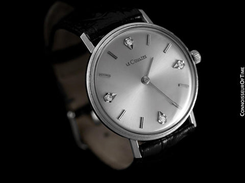 1960's Jaeger-LeCoultre Vintage Mens Watch - 14K White Gold & Diamonds