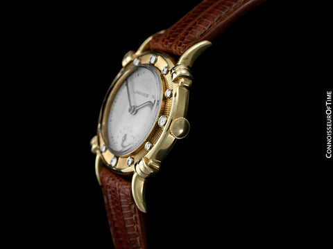 1948 Longines Vintage Mens Midsize Watch with Knot Lugs - 14K Gold & Diamonds