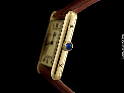 Cartier Vintage Mens Tank Mechanical Watch - Gold Vermeil, 18K Gold over Sterling Silver - Box & Papers