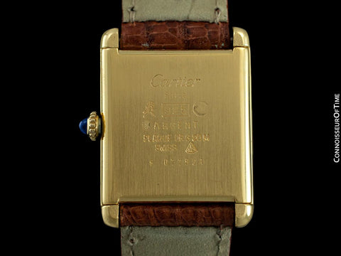 Cartier Vintage Mens Tank Mechanical Watch - Gold Vermeil, 18K Gold over Sterling Silver - Box & Papers